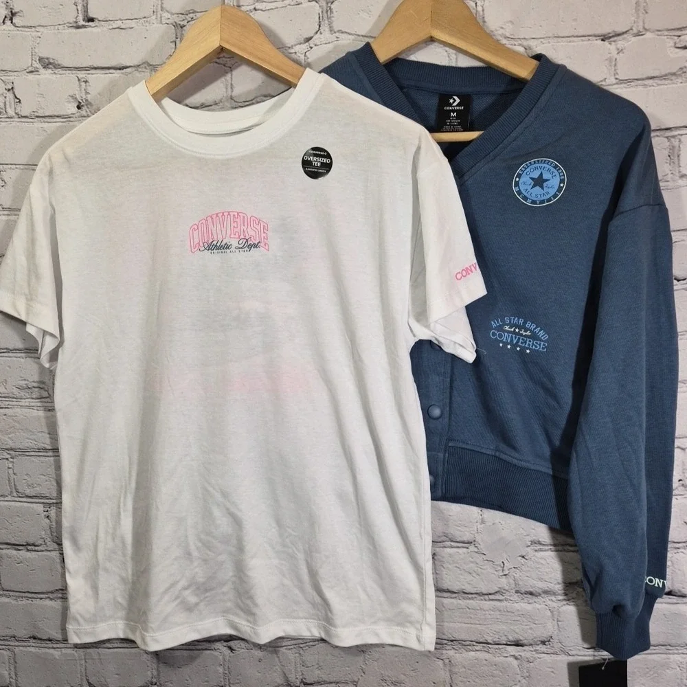 Converse Girls Lot Size M 10-11yrs Athletic T-Shirt Boxy Cardigan Sweater New